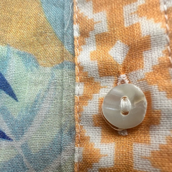 Sundance Canary Isles Top Blouse Top L Cotton Tropical Palm Hawaiian - Picture 7 of 8